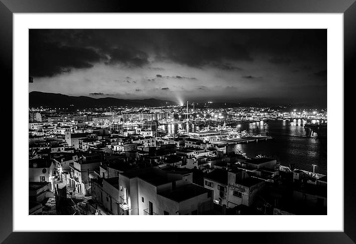 Ibiza Old town at night Framed Mounted Print by phil davidson