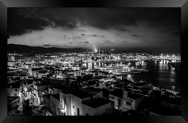 Ibiza Old town at night Framed Print by phil davidson