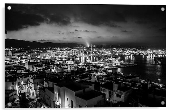 Ibiza Old town at night Acrylic by phil davidson
