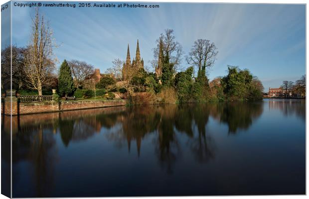 Lichfield Cathedral And Minster Pool Reflection Canvas Print by rawshutterbug 