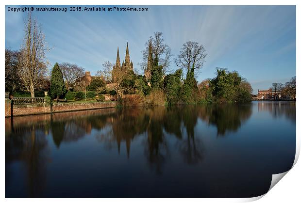 Lichfield Cathedral And Minster Pool Reflection Print by rawshutterbug 