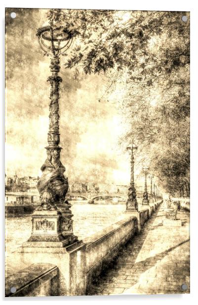 River Thames Path Vintage Acrylic by David Pyatt