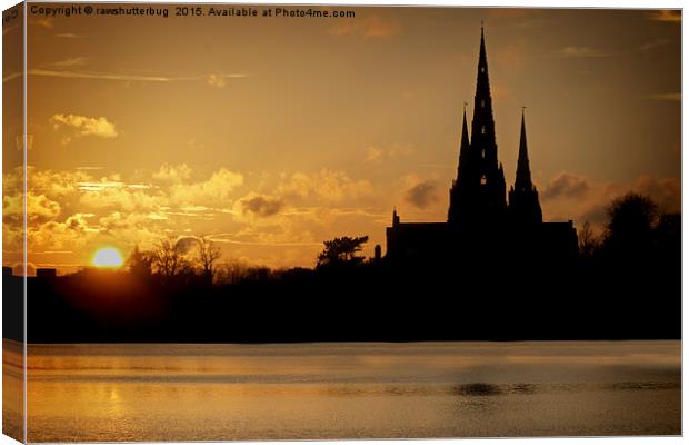 Cathedral and Stowe Pool at Sunset Canvas Print by rawshutterbug 