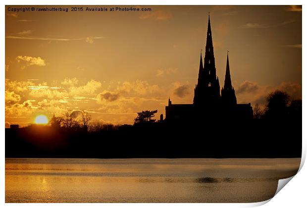 Cathedral and Stowe Pool at Sunset Print by rawshutterbug 