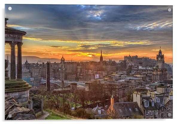 Edinburgh Skyline from Calton Hill Acrylic by Miles Gray