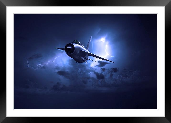 Lightning storm: RAF Lightning in electric storm Framed Mounted Print by Gary Eason