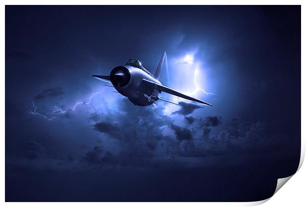 Lightning storm: RAF Lightning in electric storm Print by Gary Eason