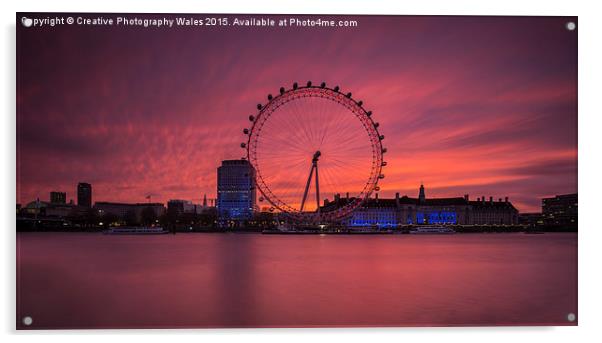 London Eye at Dawn  Acrylic by Creative Photography Wales