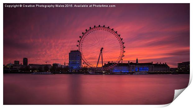 London Eye at Dawn  Print by Creative Photography Wales