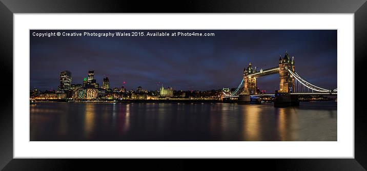 Tower Bridge Night Panorama Framed Mounted Print by Creative Photography Wales