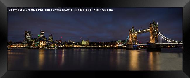 Tower Bridge Night Panorama Framed Print by Creative Photography Wales