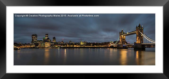 Tower Bridge Panorama at Dusk, London Framed Mounted Print by Creative Photography Wales
