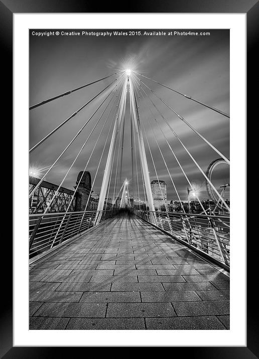 The Embankment Pedestrian Bridge at Night, London Framed Mounted Print by Creative Photography Wales