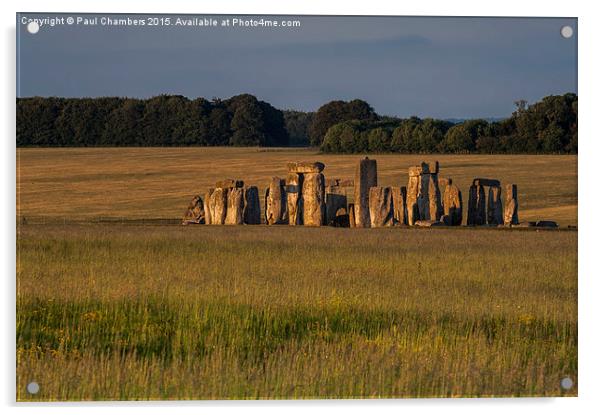Stonehenge In Golden light Acrylic by Paul Chambers