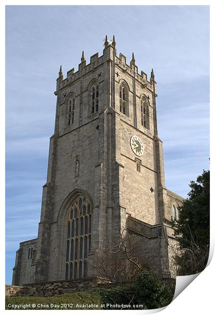 Christchurch Priory bell tower Print by Chris Day