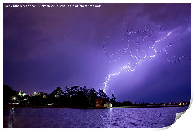  Lightning at lake Wendouree Print by Matthew Burniston