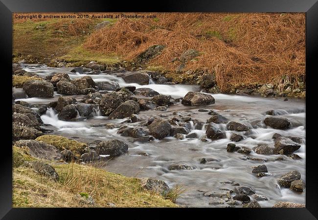  SMOOTH WATER OVER ROCKS Framed Print by andrew saxton