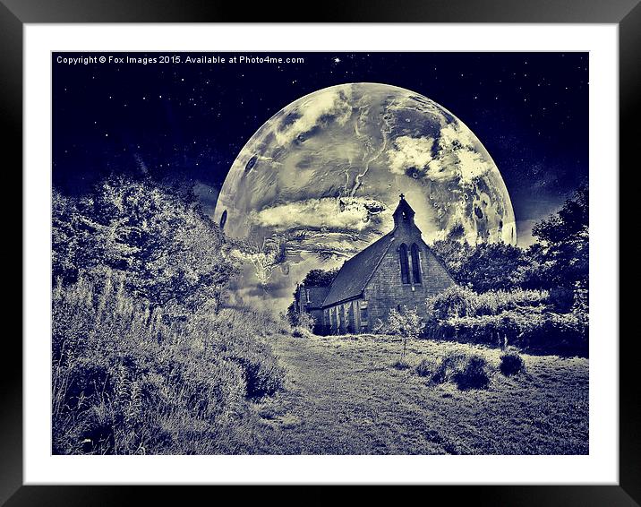  church and the moon Framed Mounted Print by Derrick Fox Lomax