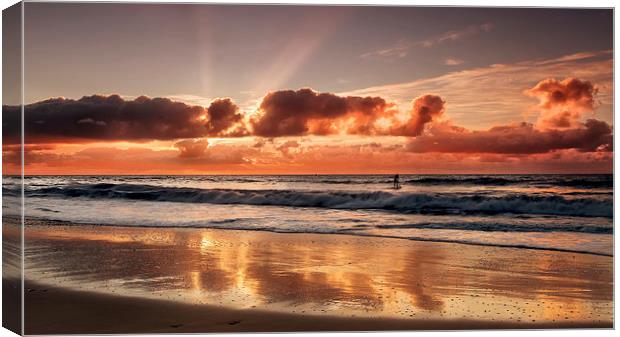  Paddle Boarder at Sunrise Canvas Print by Jennie Franklin