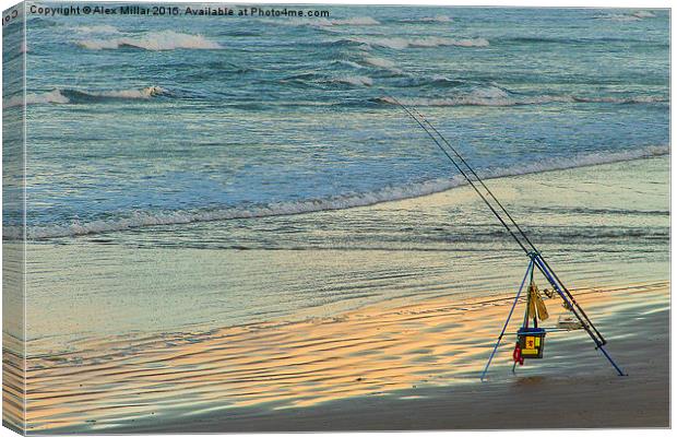  Fishing From The Beach Canvas Print by Alex Millar