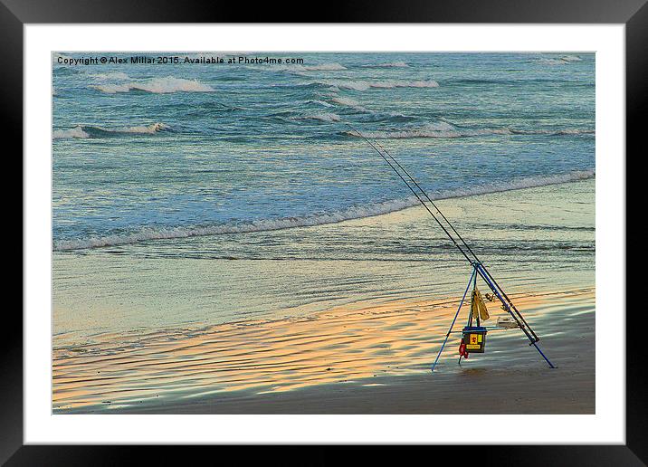  Fishing From The Beach Framed Mounted Print by Alex Millar