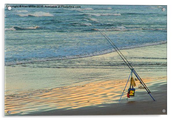  Fishing From The Beach Acrylic by Alex Millar