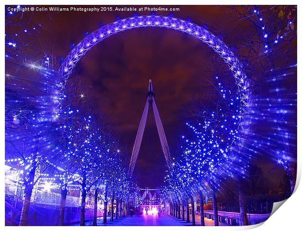   Christmas At The London Eye Zoom Print by Colin Williams Photography