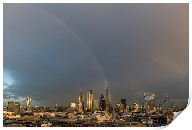 Double rainbow over the City of London Print by Gary Eason