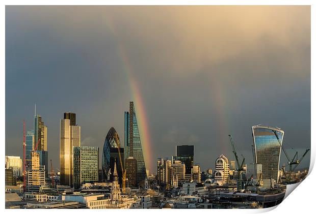 Double rainbow over the City of London Print by Gary Eason
