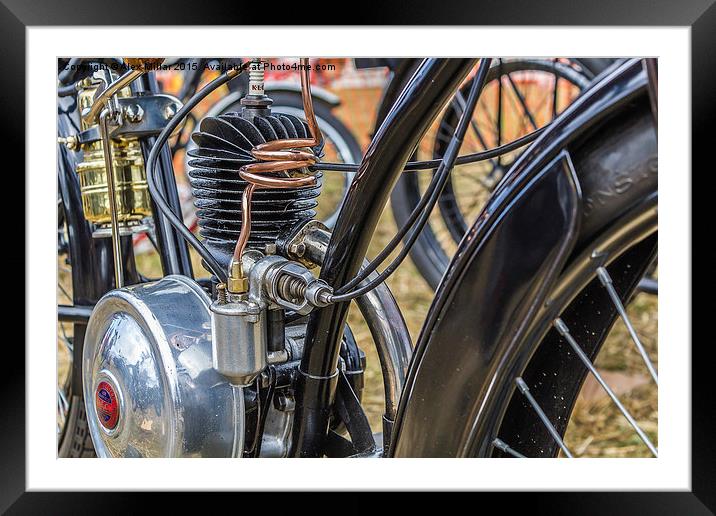  Old Bike Engine Framed Mounted Print by Alex Millar