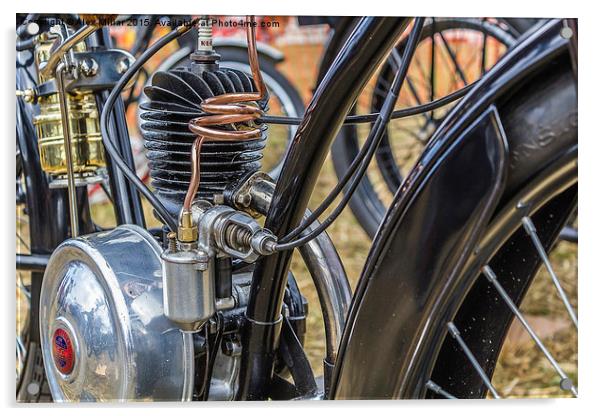  Old Bike Engine Acrylic by Alex Millar