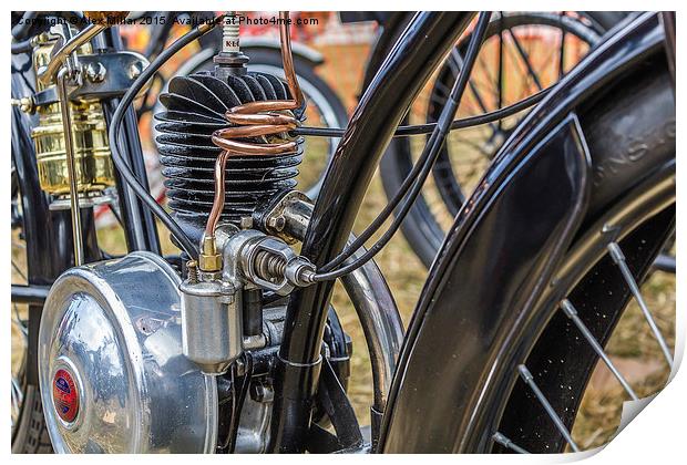  Old Bike Engine Print by Alex Millar