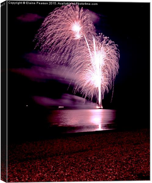  Fireworks out to sea Canvas Print by Elaine Pearson