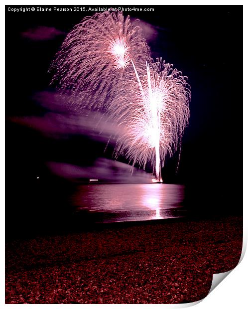  Fireworks out to sea Print by Elaine Pearson