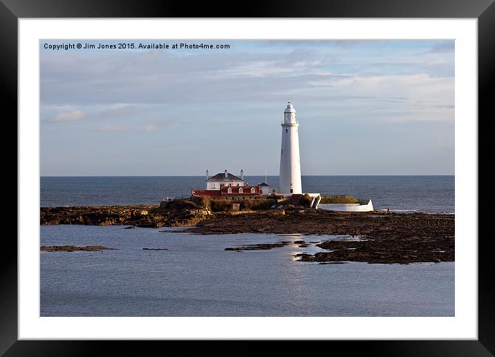  St Mary's Island and Lighthouse Framed Mounted Print by Jim Jones