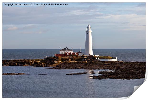  St Mary's Island and Lighthouse Print by Jim Jones