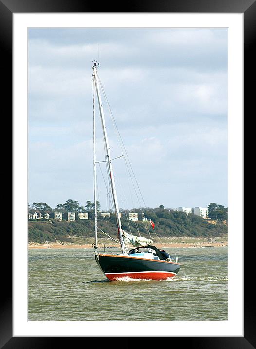 Yacht entering Christchurch harbour Framed Mounted Print by Chris Day