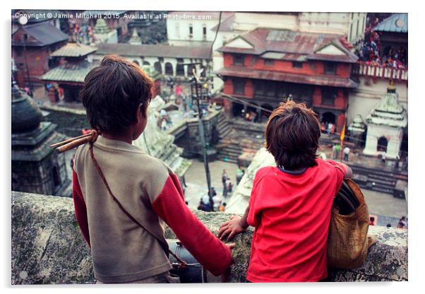  Kathmandu Boys Acrylic by Jamie Mitchell