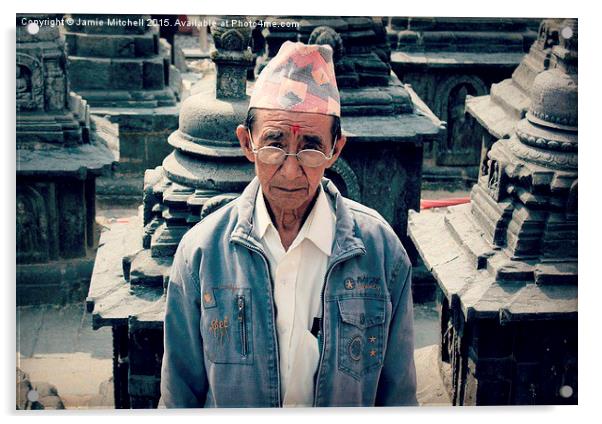  Nepalese Man Acrylic by Jamie Mitchell