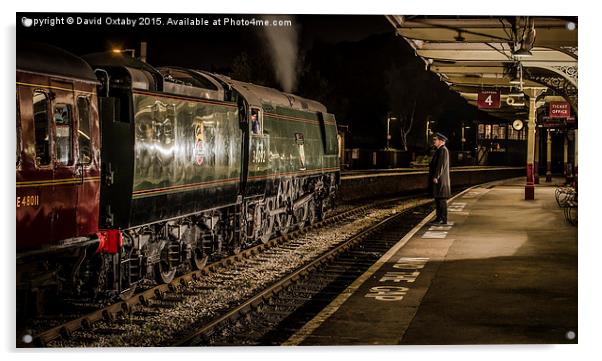  34092 'Wells' at Keighley Station Acrylic by David Oxtaby  ARPS