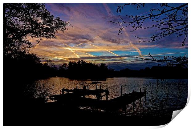  Sunrise over boating lake Print by Sue Bottomley