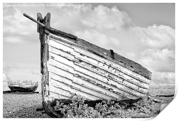 Old disused longshore fishing boats at Aldeburgh i Print by john hartley