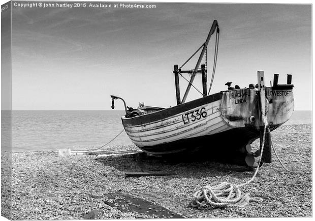 "Rachel Linda" Longshore fishing boat Aldeburgh i Canvas Print by john hartley