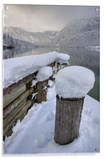 Lake Bohinj in winter, Slovenia Acrylic by Ian Middleton