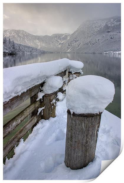 Lake Bohinj in winter, Slovenia Print by Ian Middleton