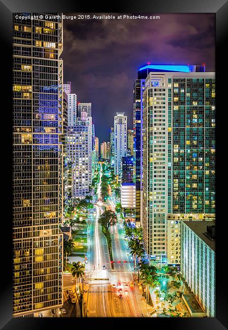 Night Colours of Miami Framed Print by Gareth Burge Photography