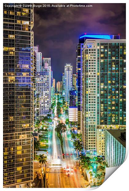Night Colours of Miami Print by Gareth Burge Photography