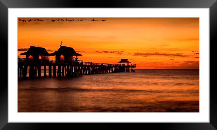 Naples Pier Sunset Framed Mounted Print by Gareth Burge Photography