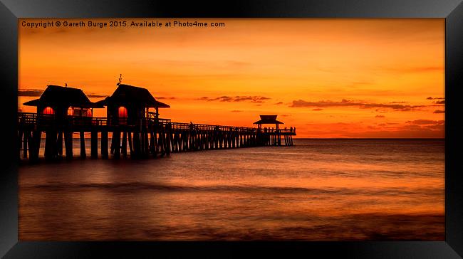 Naples Pier Sunset Framed Print by Gareth Burge Photography