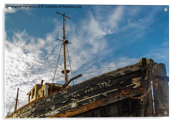  Old Burghead Boat Acrylic by Alex Millar